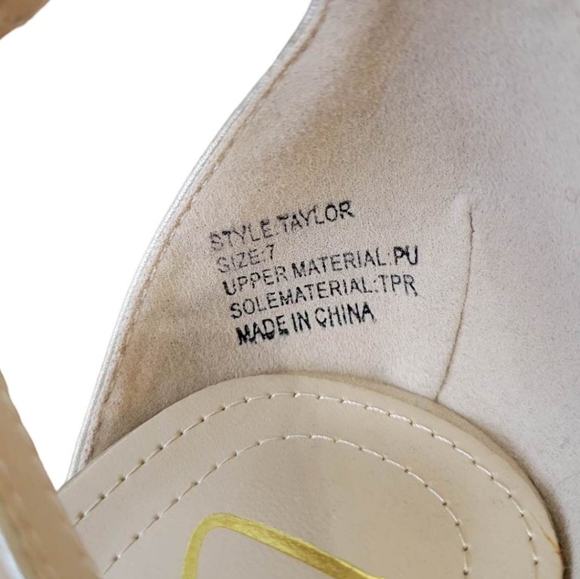 Lulu's Taylor Satin Champaign Ankle Strap Heels Size 7 - Picture 9 of 11